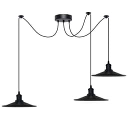 image-Black Vintage 3 Head Cone shaped shade Ceiling Pendant Light Fitting with Adjustable Cord Hanging Light Fixture