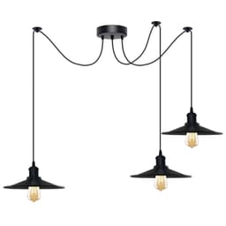 image-Black Vintage 3 Head Cone shaped shade Ceiling Pendant Light Fitting with Adjustable Cord Hanging Light Fixture