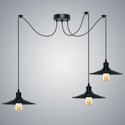 image-Black Vintage 3 Head Cone shaped shade Ceiling Pendant Light Fitting with Adjustable Cord Hanging Light Fixture