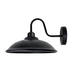 image-Black Wall Light Fixture, Vintage Black Wall Sconce E27 Base Socket Screw Wall Swan Neck Hemisphere Shape Shade