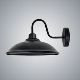 image-Black Wall Light Fixture, Vintage Black Wall Sconce E27 Base Socket Screw Wall Swan Neck Hemisphere Shape Shade