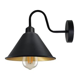 image-Black Gold inner Vintage Wall Light Fixture Black Wall E27 Base Socket Screw Wall Mounted Swan Neck Cone Shape Shade