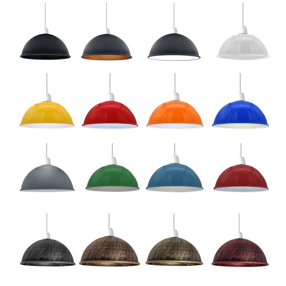 image-Vintage Industrial Easy Fit Dome Shaped Lamp Shade Ceiling, Pendant, Wall Light Metal E27 Light Fitting 60W
