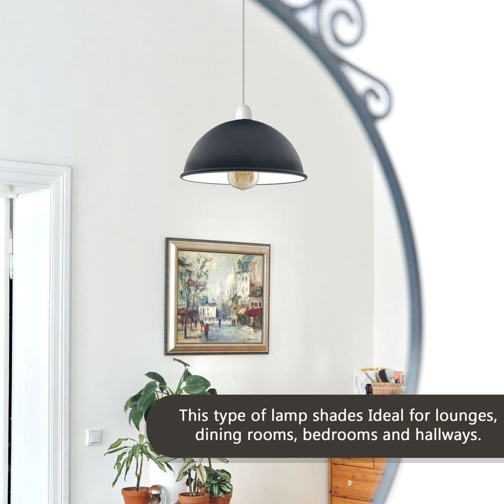 image-Vintage Industrial Easy Fit Dome Shaped Lamp Shade Ceiling, Pendant, Wall Light Metal E27 Light Fitting 60W
