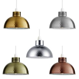 image-2 Pack Green Brass Retro Easy Fit Lamp Light Shade E27 Base Pendant Metal 26cm Dome Shape Large Lamp Shades