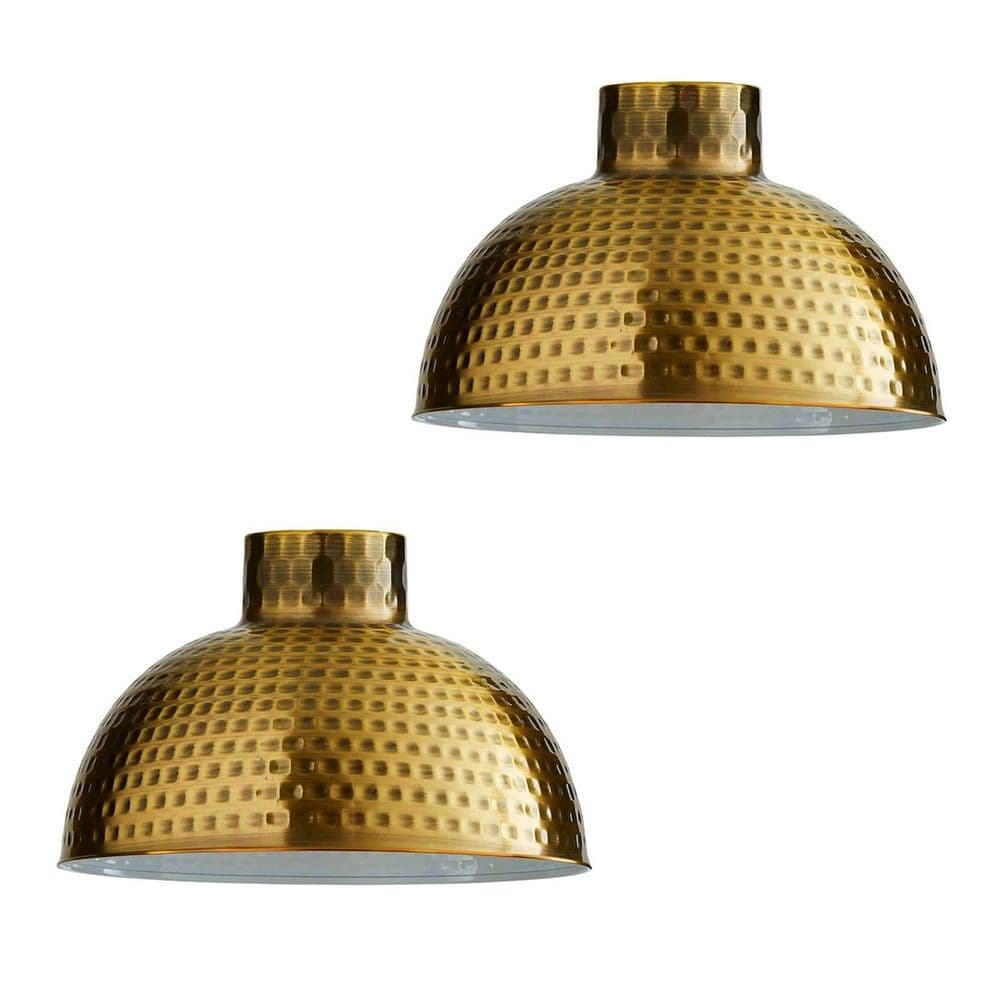 image-2 Pack Retro Industrial Easy Fit Lamp Light Shade E27 Base Pendant Metal 26cm Dome Shape Vintage Large Lamp Shades