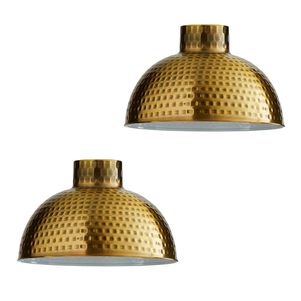 image-2 Pack Retro Industrial Easy Fit Lamp Light Shade E27 Base Pendant Metal 26cm Dome Shape Vintage Large Lamp Shades