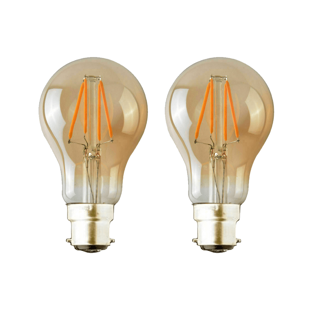 image-2 Pack A60 B22 4W Bayonet Style LED filament Retro Amber light bulb Warm white glass bulbs 2700K Light Bulbs