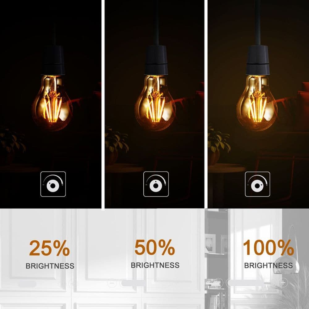 image-2 Pack A60 B22 4W Bayonet Style LED filament Retro Amber light bulb Warm white glass bulbs 2700K Light Bulbs