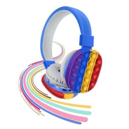 image-Fidget Headphones Kids Toy Headset, Wireless Bluetooth Headphone Pop Bubble On-Ear Headphone Fidget Toy Rainbow Color Fidget Headset for Children Adults (Blue)