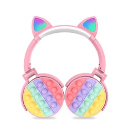 image-Fidget Headphones Kids Toy Headset, Wireless Bluetooth Headphone Pop Bubble On-Ear Headphone Fidget Toy Rainbow Color Fidget Headset for Children Adults (Blue)