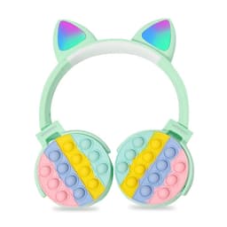image-Fidget Headphones Kids Toy Headset, Wireless Bluetooth Headphone Pop Bubble On-Ear Headphone Fidget Toy Rainbow Color Fidget Headset for Children Adults (Blue)