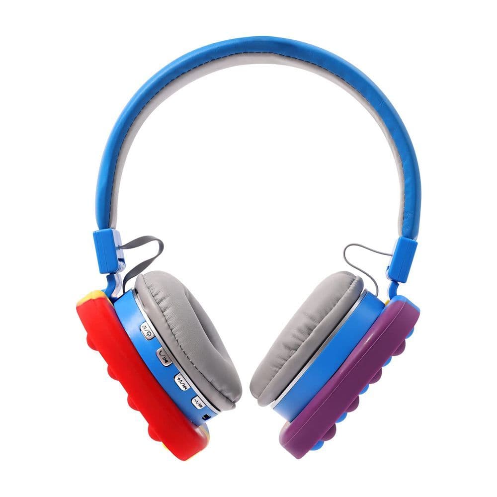 image-Fidget Headphones Kids Toy Headset, Wireless Bluetooth Headphone Pop Bubble On-Ear Headphone Fidget Toy Rainbow Color Fidget Headset for Children Adults (Blue)