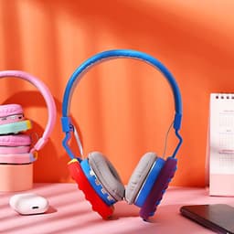 image-Fidget Headphones Kids Toy Headset, Wireless Bluetooth Headphone Pop Bubble On-Ear Headphone Fidget Toy Rainbow Color Fidget Headset for Children Adults (Blue)