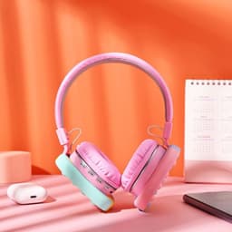 image-Fidget Headphones Kids Toy Headset, Wireless Bluetooth Headphone Pop Bubble On-Ear Headphone Fidget Toy Rainbow Color Fidget Headset for Children Adults (Pink)