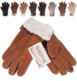 image-Nordvek Womens Sheepskin Gloves With Fur Cuff - 301-100