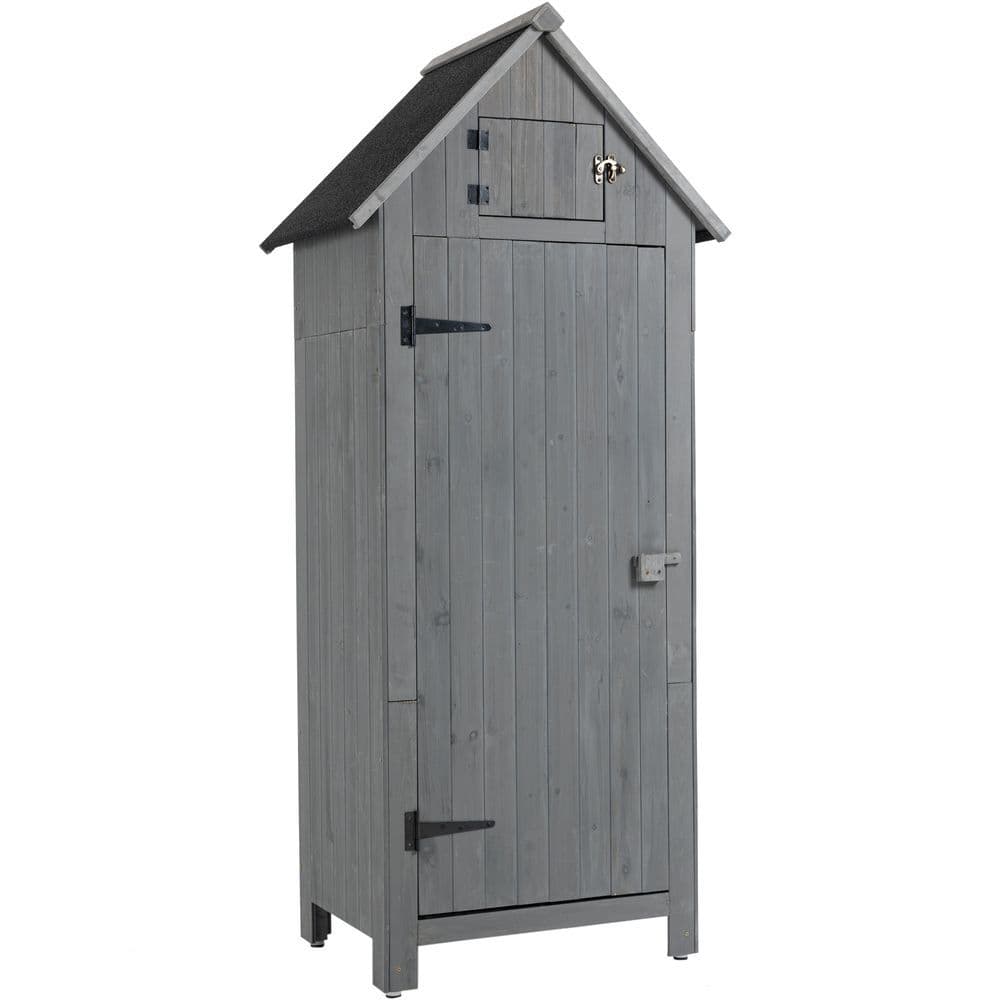image-Outdoor Tool Storage Cabinet, Wooden Fir Garden Shed with Single Storage Door
