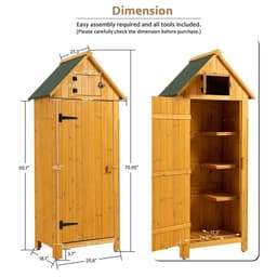 image-Outdoor Tool Storage Cabinet, Wooden Fir Garden Shed with Single Storage Door