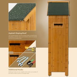 image-Outdoor Tool Storage Cabinet, Wooden Fir Garden Shed with Single Storage Door