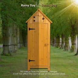 image-Outdoor Tool Storage Cabinet, Wooden Fir Garden Shed with Single Storage Door