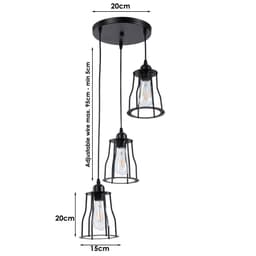 image-3-Lights Cage Pendant Light Hanging Lamp Ceiling Light Fixture~1381