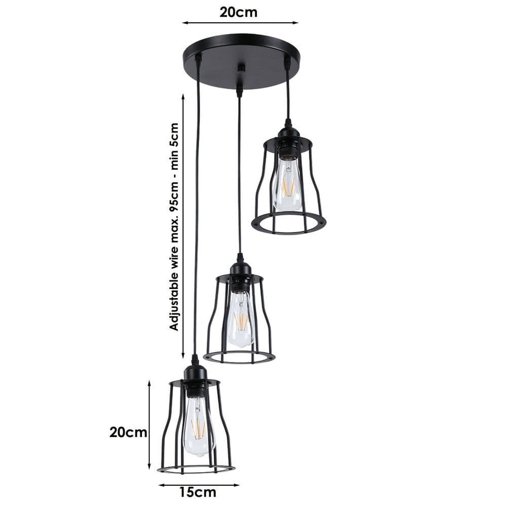 image-3-Lights Cage Pendant Light Hanging Lamp Ceiling Light Fixture~1381