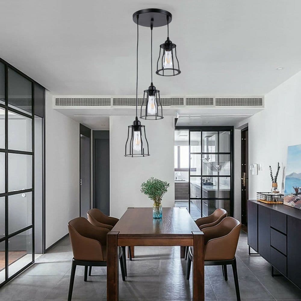 image-3-Lights Cage Pendant Light Hanging Lamp Ceiling Light Fixture~1381