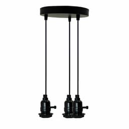 image-Modern 3 Way Black Design Ceiling Pendant Fitting Light Holder with Switch ~ 1556