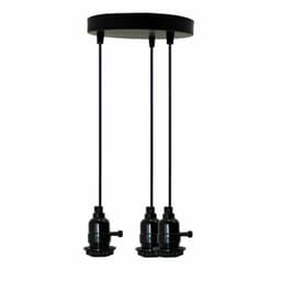 image-Modern 3 Way Black Design Ceiling Pendant Fitting Light Holder with Switch ~ 1556