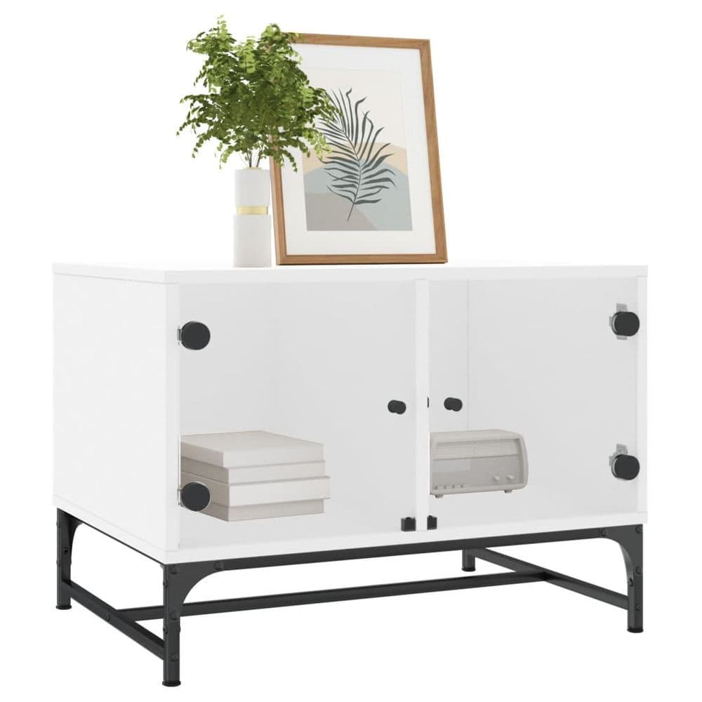 image-vidaXL Coffee Table with Glass Doors White 68.5x50x50 cm