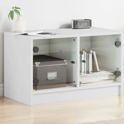 image-vidaXL TV Cabinet with Glass Doors White 68x37x42 cm