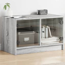 image-vidaXL TV Cabinet with Glass Doors White 68x37x42 cm