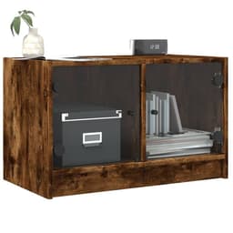 image-vidaXL TV Cabinet with Glass Doors White 68x37x42 cm