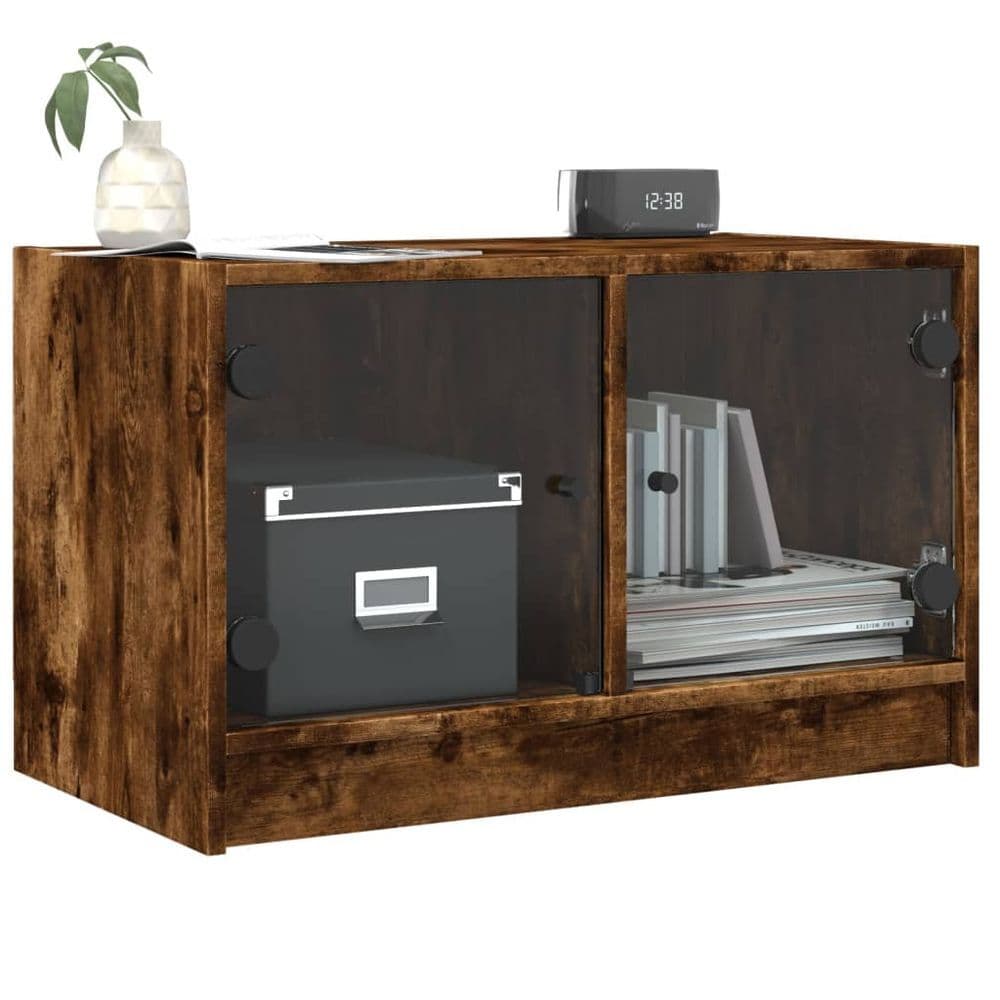 image-vidaXL TV Cabinet with Glass Doors White 68x37x42 cm
