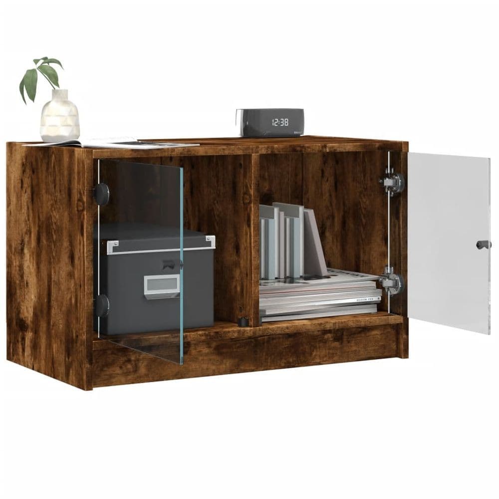 image-vidaXL TV Cabinet with Glass Doors White 68x37x42 cm