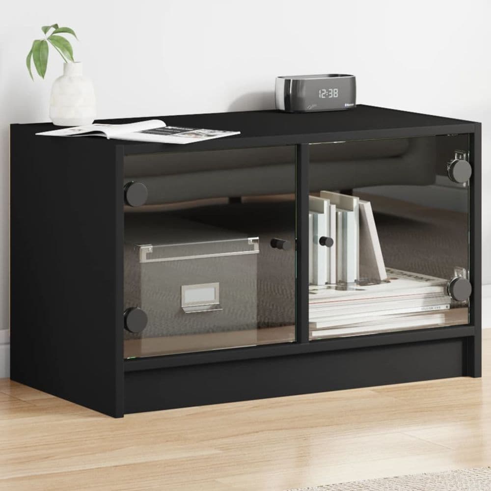 image-vidaXL TV Cabinet with Glass Doors White 68x37x42 cm