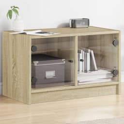 image-vidaXL TV Cabinet with Glass Doors White 68x37x42 cm