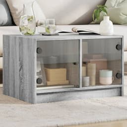 image-vidaXL Coffee Table with Glass Doors White 68x50x42 cm