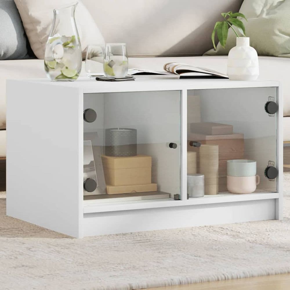 image-vidaXL Coffee Table with Glass Doors White 68x50x42 cm