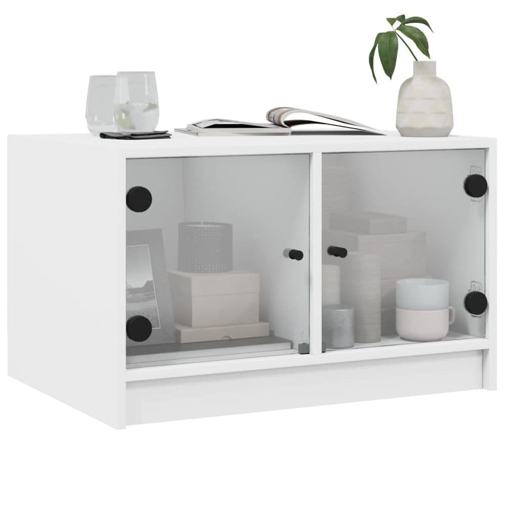 image-vidaXL Coffee Table with Glass Doors White 68x50x42 cm