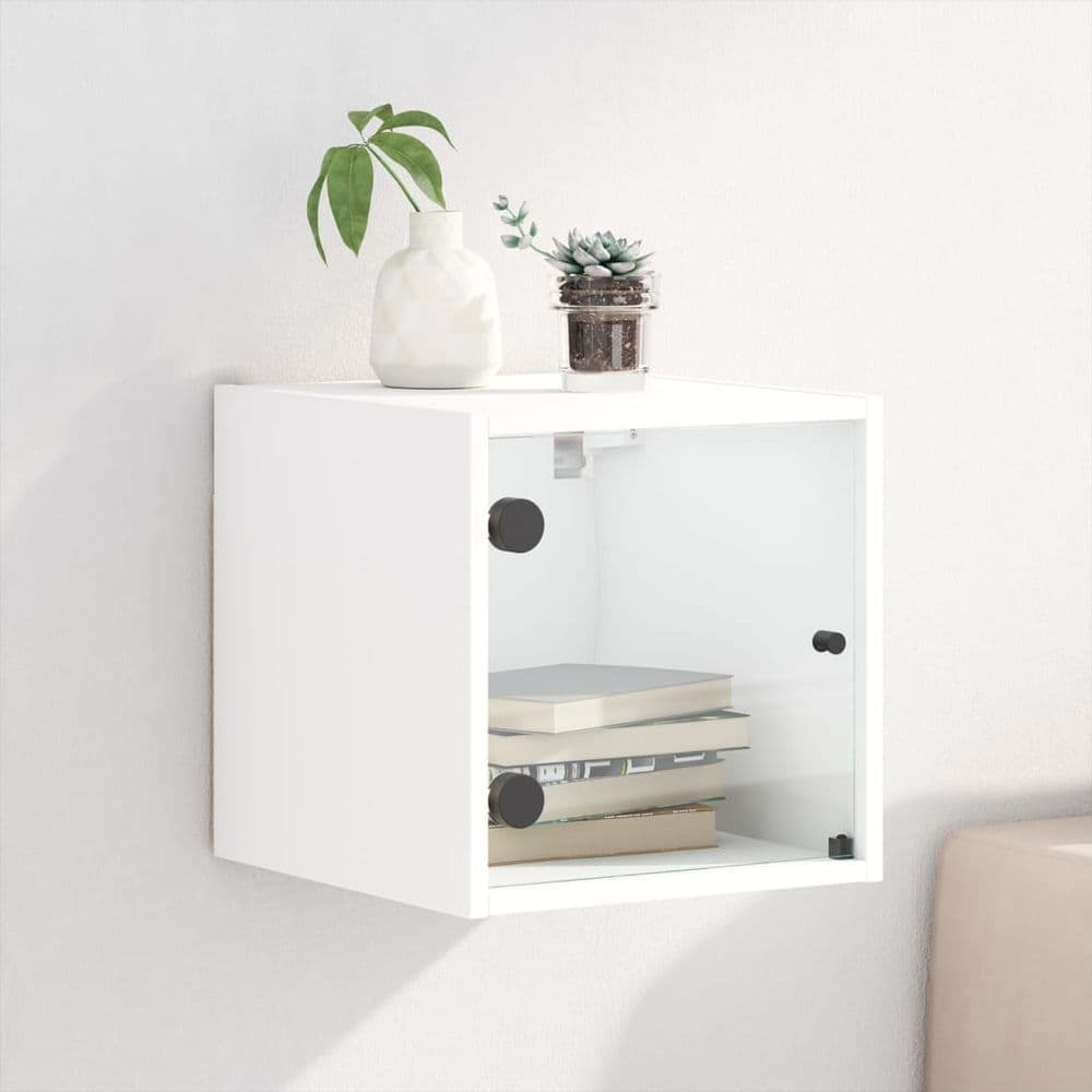 image-vidaXL Bedside Cabinet with Glass Door White 35x37x35 cm