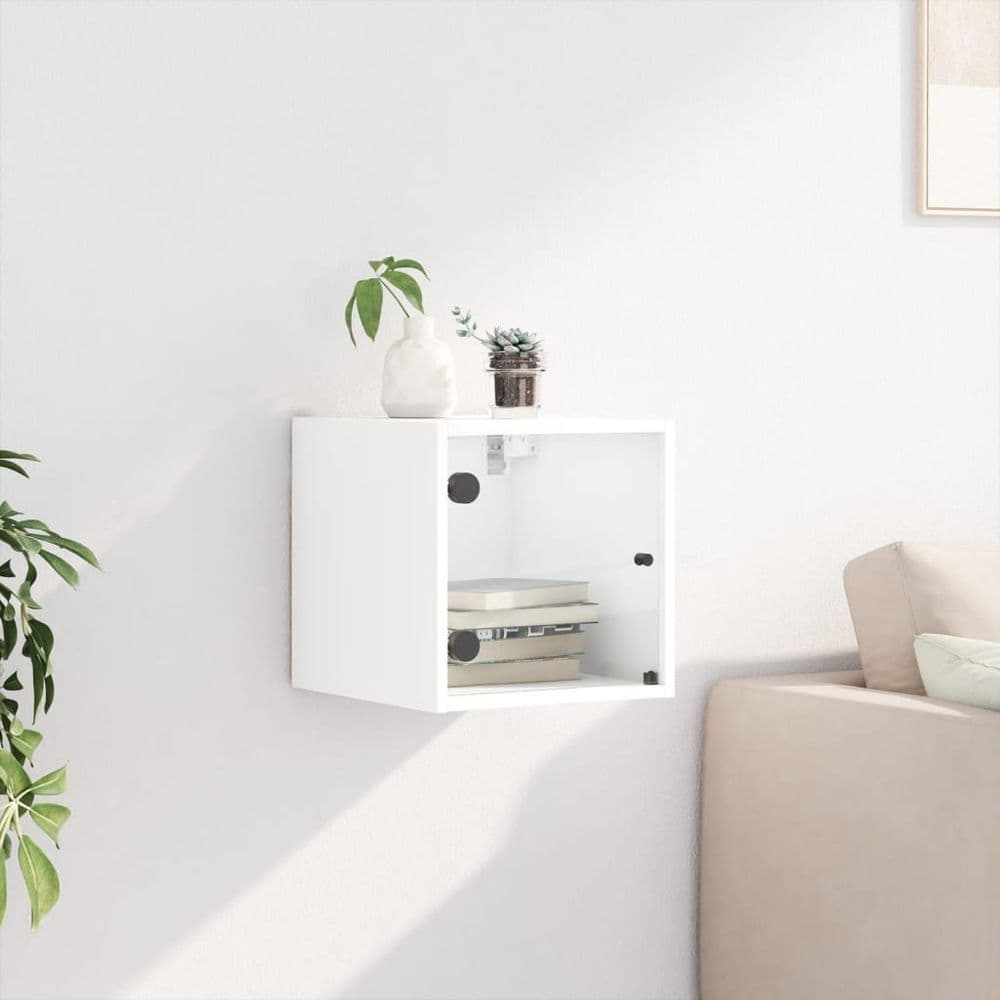 image-vidaXL Bedside Cabinet with Glass Door White 35x37x35 cm
