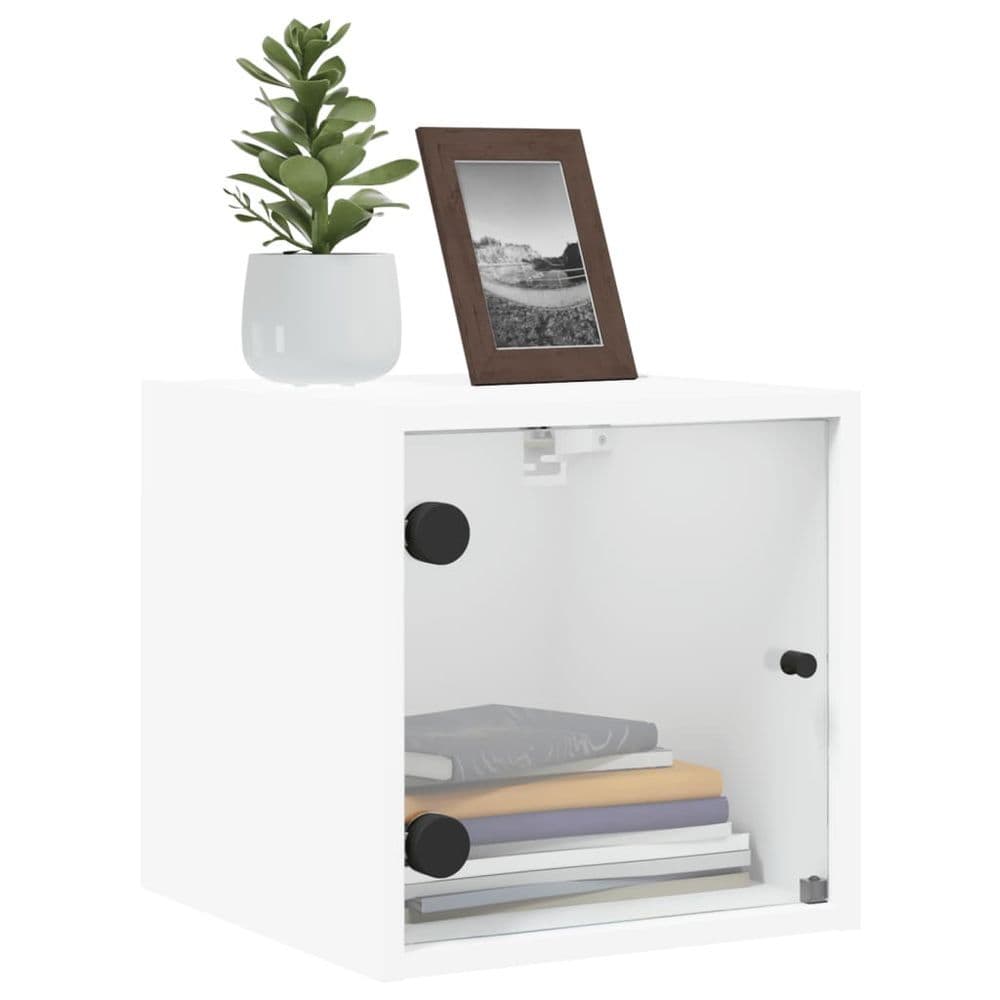 image-vidaXL Bedside Cabinet with Glass Door White 35x37x35 cm