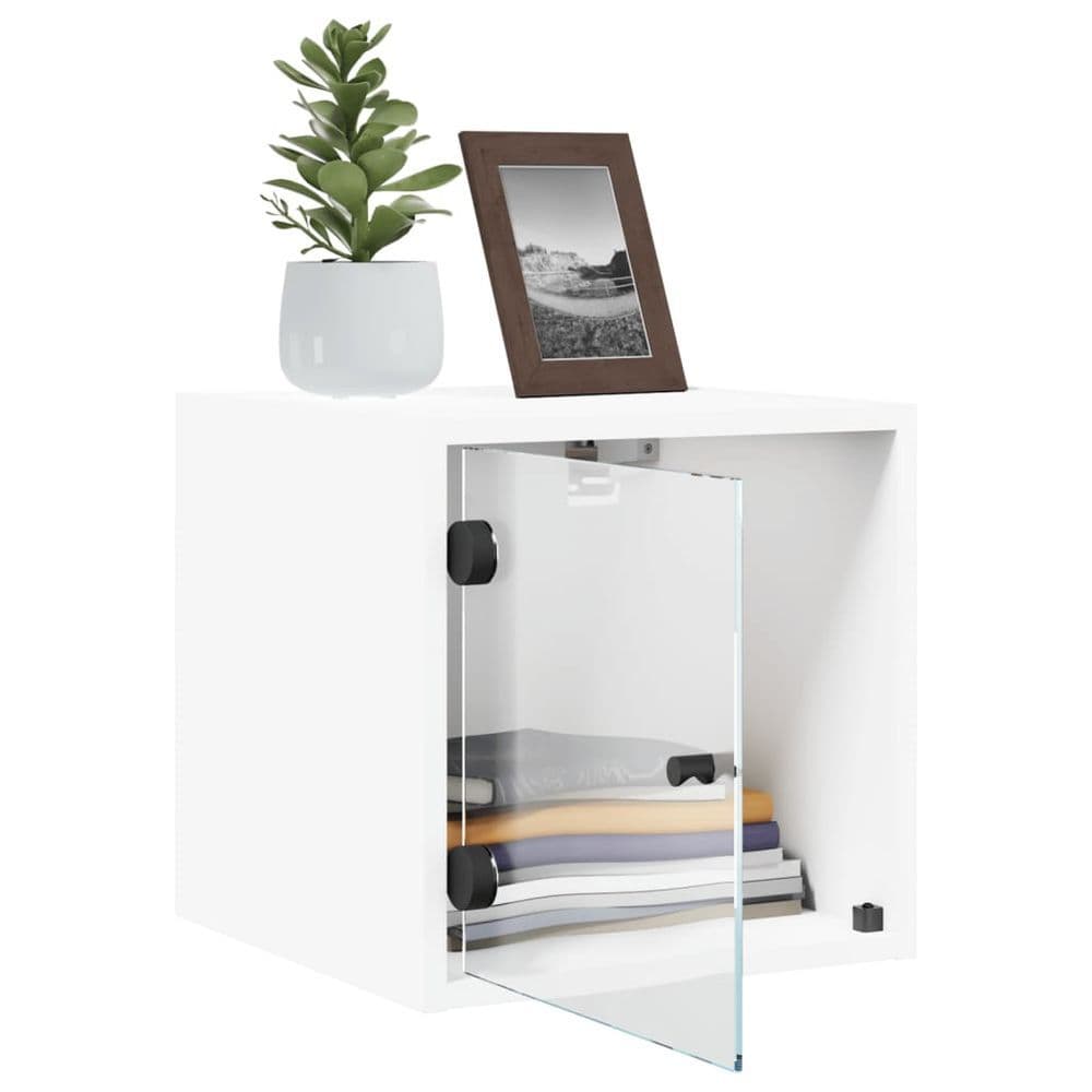 image-vidaXL Bedside Cabinet with Glass Door White 35x37x35 cm