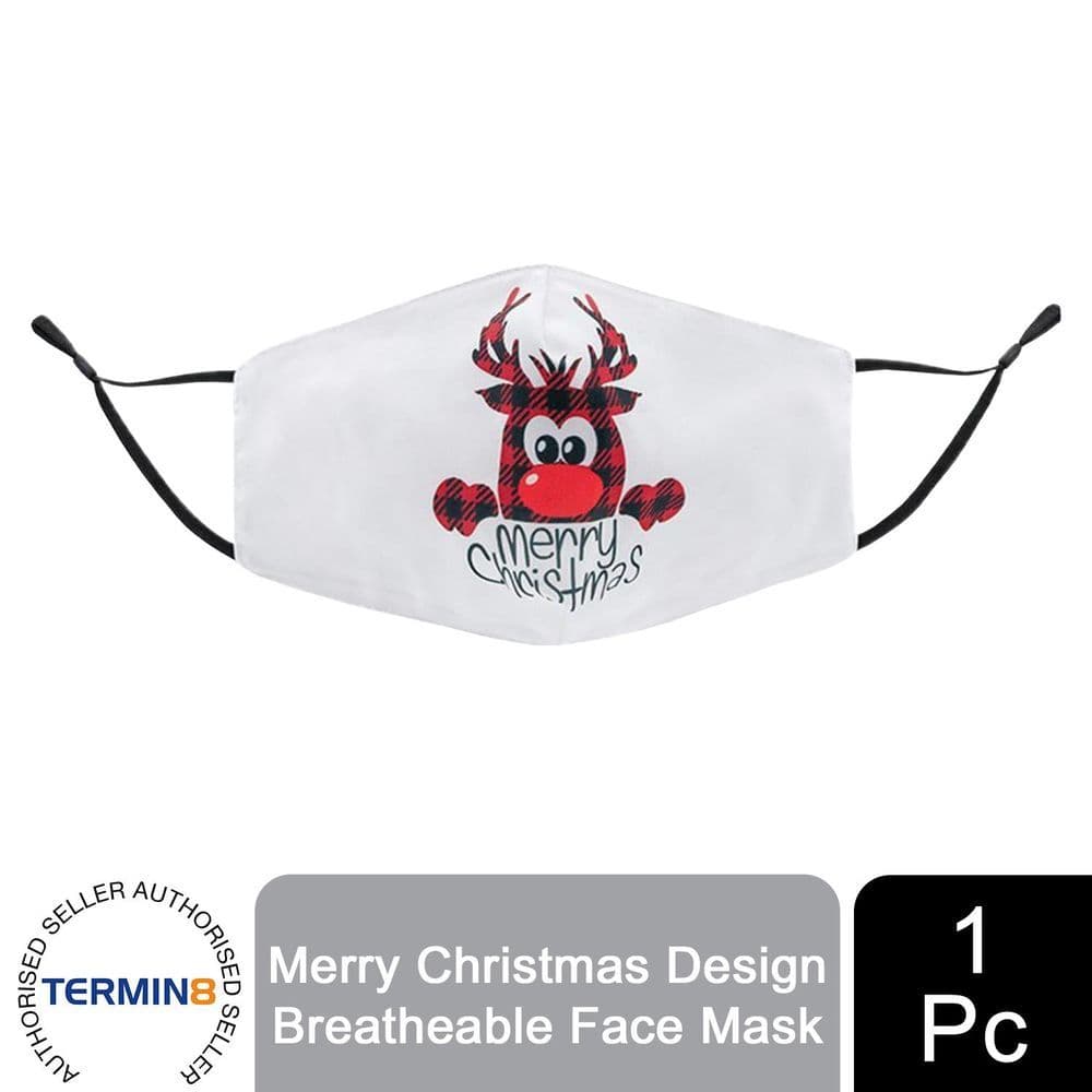 image-Termin8 Unisex Face Mask Printed Christmas Design, Lightweight & Breathable