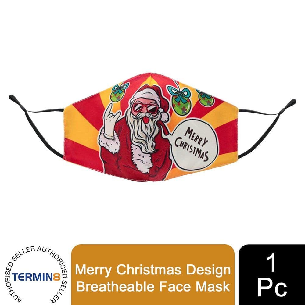 image-Termin8 Unisex Face Mask Printed Christmas Design, Lightweight & Breathable
