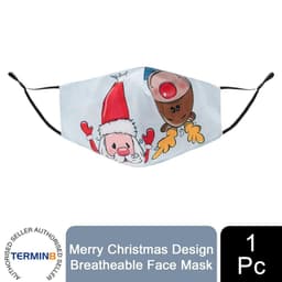 image-Termin8 Unisex Face Mask Printed Christmas Design, Lightweight & Breathable