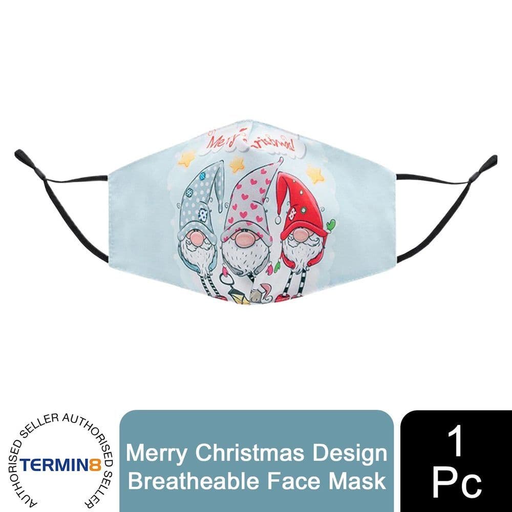image-Termin8 Unisex Face Mask Printed Christmas Design, Lightweight & Breathable