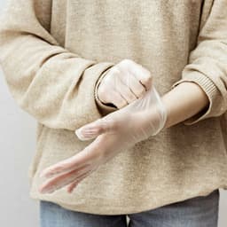 image-Latex X-Small Gloves (Age 6-10) & Spandex Kids Camouflage Face Mask (Age 6-12)