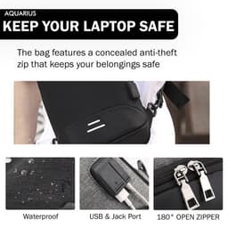 image-Mens Womens Kids Waterproof USB Laptop, Travel, School Backpack, Anti-Theft Zip